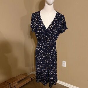 Kaileigh Navy and Cream Midi Dress